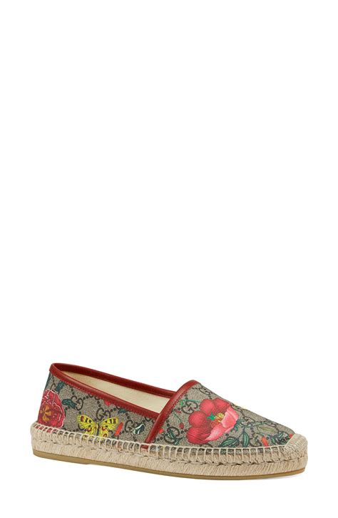 gucci pilar floral gg supreme espadrille flat|Women's GG Supreme Floral Pilar Espadrille Flats.